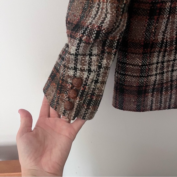 Vintage Preppy Vintage Plaid Tweed Blazer Smart Casual Light Academia Jacket - Picture 7 of 9